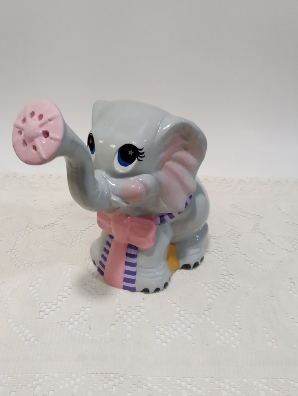 Super Cute  Grey And Pink Ceramic  Elephant Watering Can